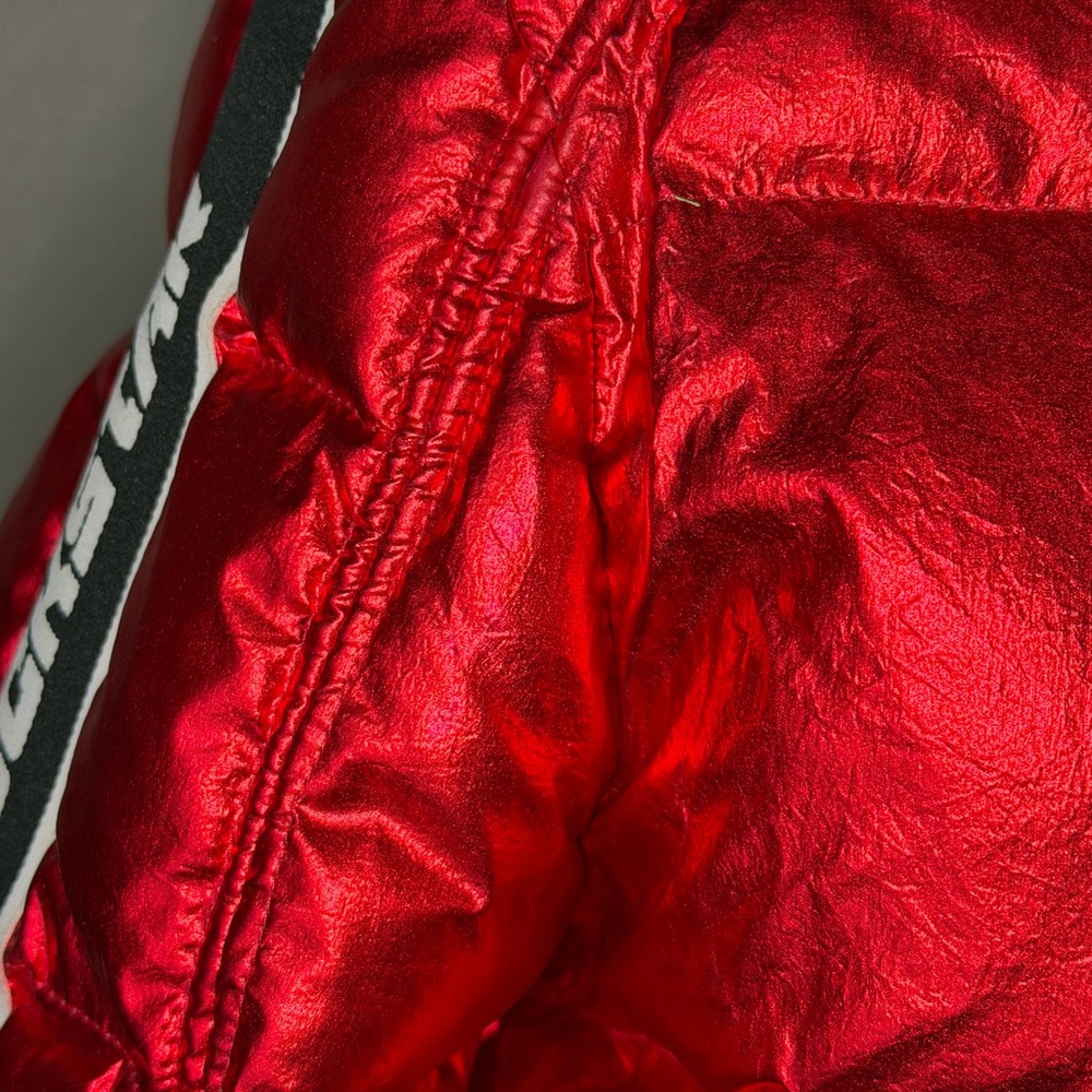 Metallic Red Women's Puffer Jacket - Picture 11 of 12